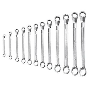 Eastman Bi-Hexagonal Ring Spanners -Shallow Offset - Crv Set Of 12 Pcs, Kit-07-120Sd,Automotive Spanner Kit Chrome Vanadium Steel, Chrome Plated Ideal For Mechanical Work and Automotive Work (E-2007)