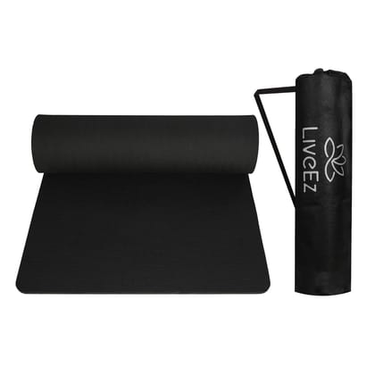LiveEZ Anti-Skid Lightweight with perfect grip EVA Yoga Mat for Men and Women with Carry Bag (10mm,Black color)