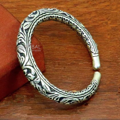 925 Sterling silver handmade fabulous chitai work customized bangle bracelet kada with pearl unisex personalized tribal jewelry nsk811