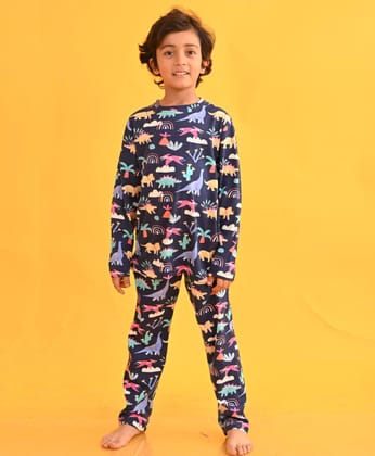 DINOSAUR RAINBOW LONG SLEEVES PYJAMA SET D - BLUE-0-6 MONTHS / 2N / BLUE