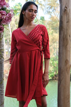 Okhai 'Red Sea' Pure Cotton Hand Embroidered Dress-XXS