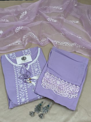 Lavender Pure Cotton suit set-M