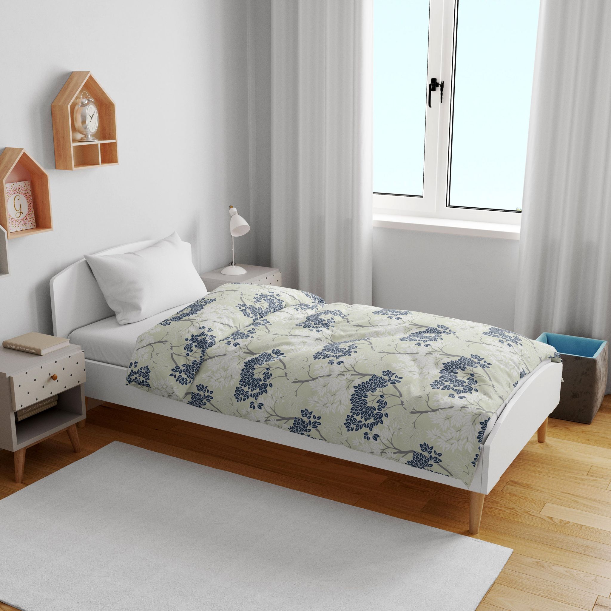 Grey and Blue Cotton 120 GSM Single Bed Kids Dohar for 0-3 Years Soft Cozy For Toddlers, Girls, Boys, and Babies-Kids / Grey and Blue / KTB-PR_5004