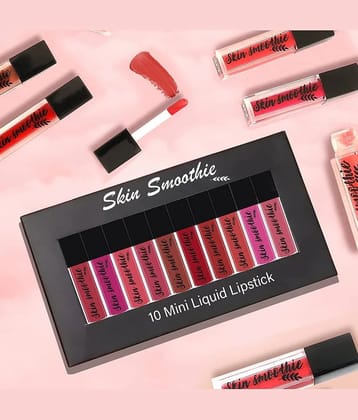 SKIN SMOOTHIE Ultra Smooth Mini Matte Liquid Lipstick, 1.5ml Each, (Pack of 10)