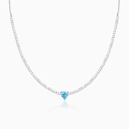Silver Blue Heart Choker Necklace