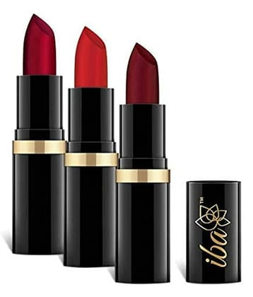 Iba Pure Lips Moisturizing Lipstick Combo A65 Ruby Touch, A62 Pure Red & A72 Maroon Burst, 4g, (Pack of 1)