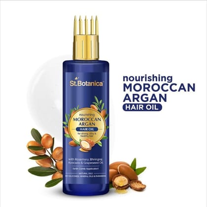Moroccan Argan Hair Oil with Comb Applicator For Dry Hair | Nourishes & Makes Hair Shiny | Boosts Hair Growth | 150ml