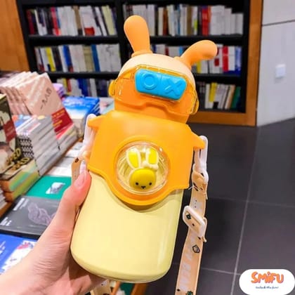 Kawaii Water Bottle for Kids with Stickers-Orange