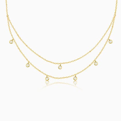 Golden Dual Layer Zircon Necklace