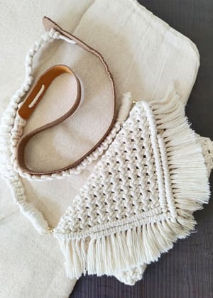 Macramé Sling Bag With Leather Strap