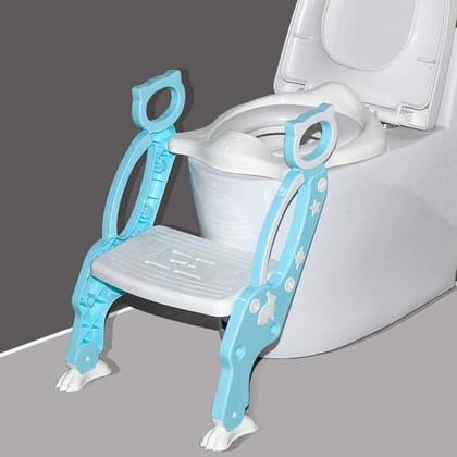 8492 2 In 1 Potty Training Toilet Seat with Step Stool Ladder for Boy and Girl Baby Toddler Kid Children's Toilet Training Seat Chair with Soft Padded Seat and Sturdy Non-Slip Wide Step (Multi-Color)