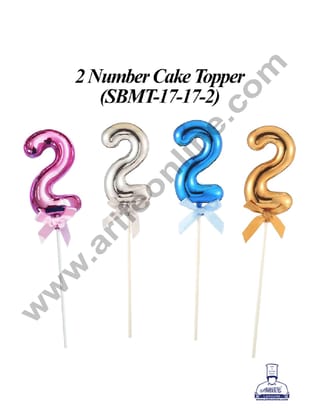 CAKE DECOR™ Plastic Balloon Style 2 Number Cake Topper - 1 Piece-Silver