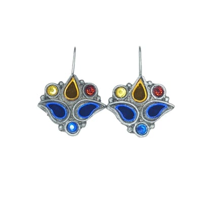 Silver Look Alike Oxidized Earring