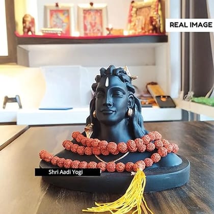 SP Adiyogi Statue with Rudraksha Mala for Statue is Specially Used in Car Dashboard, Home and Office Decor, Pooja, Gifting Special -3 inch height  by Flavors Of GIR