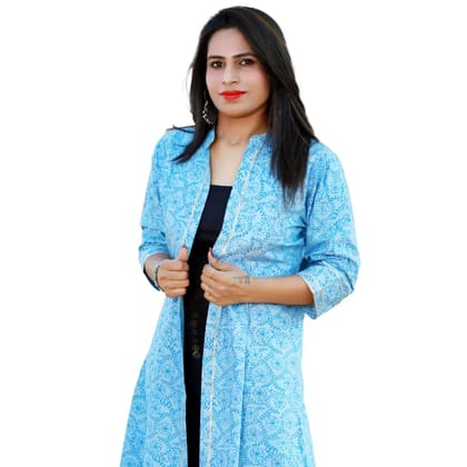 Tisser Hand Block Print khadi Long Jacket