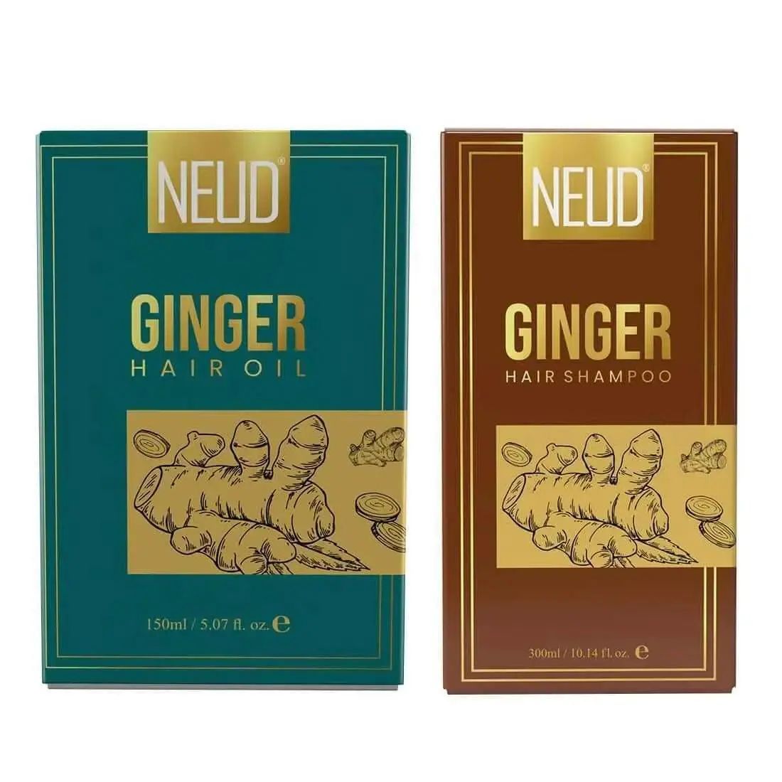 NEUD Combo - Ginger Hair Oil and Shampoo for Men and Women