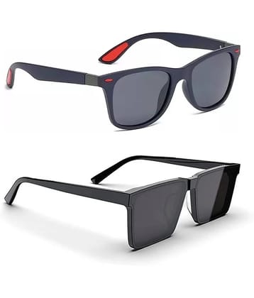 Elligator Multicolor Rectangular Sunglasses ( Pack of 2 ) - Medium
