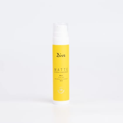 Dive MATTE MINERAL SUNSCREEN | Broad-Spectrum SPF 50 | PA+++ | Lightweight and Non-Sticky | Skin-Friendly | Matte Finish | Non-Comedogenic and Parabens-Free | Long-Lasting Effect