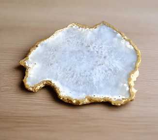 Agate Coaster-White Gold