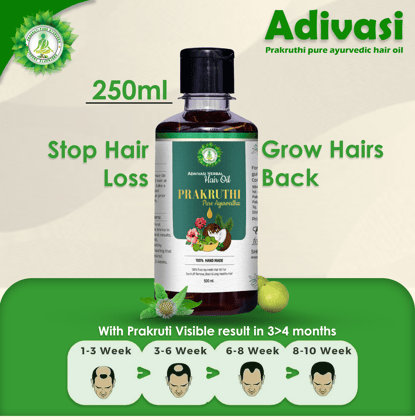 250ML Adivasi Prakruthi Pure Ayurveda hair oil (Hair ReGrowth 45 days Plan)
