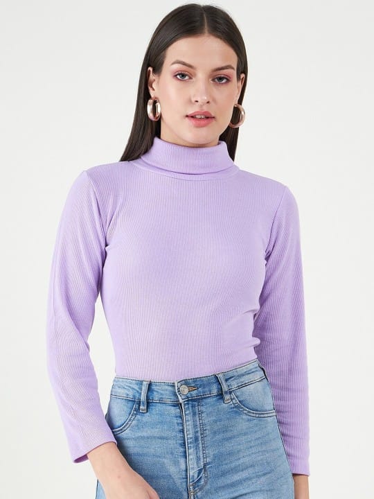 Pack Of 2 Long Sleeves Turtle Neck Cotton Tops