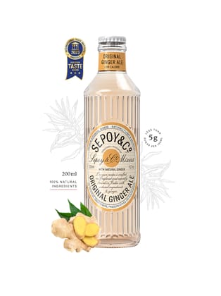 Sepoy & Co. Ginger Ale, 200 ml - Pack of 12| Premium Highball Mixer | Low Calorie | Aerated Drink | 100% Natural Ingredients