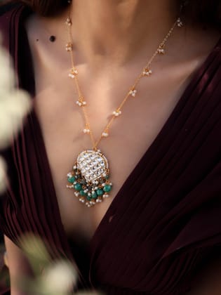 Dimah Green Pendant Necklace-Green