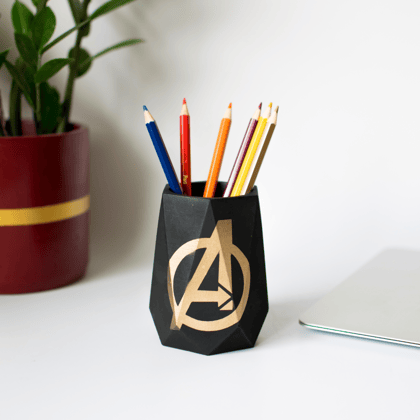 Avenger theme Pen holder | Made of concrete | Hand crafted | Multi purpose desktop organiser