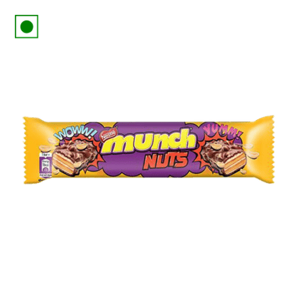 Nestle Munch Woww Nuts Chocolate Coated Crunchy Wafer Bar\, 32 gm Bar