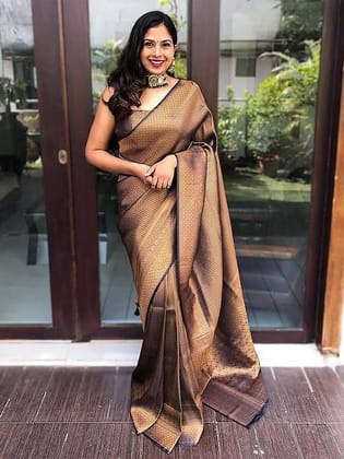 Ethnic Motifs Zari Silk Blend Banarasi Saree