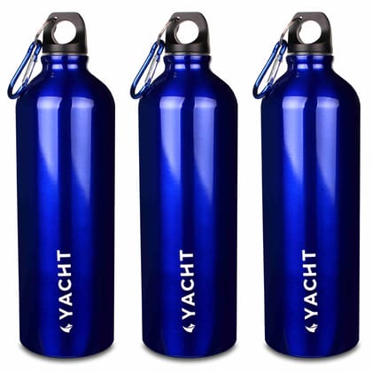 Yacht Aluminium Single Wall Fridge Water Bottle, Refrigerator Bottle, Ninja Blue, 750 ml (Pack of 3)