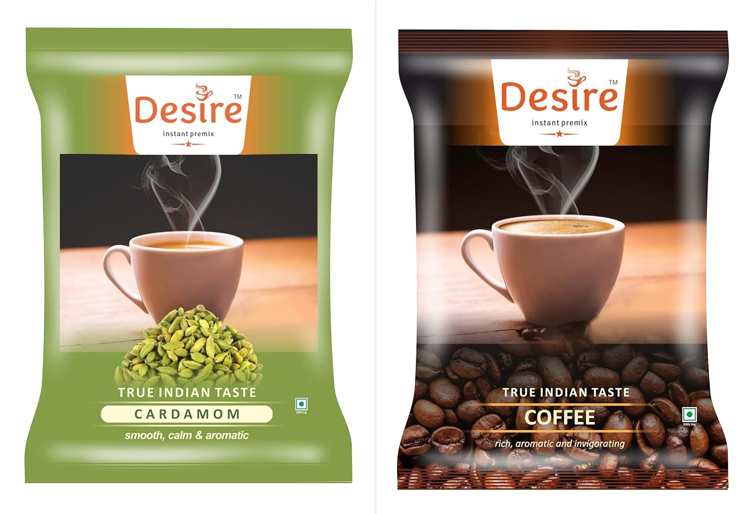 Desire Coffee And Cardamom Flavoured Tea Instant Premix Powder, 2 Kg - Pack of 2