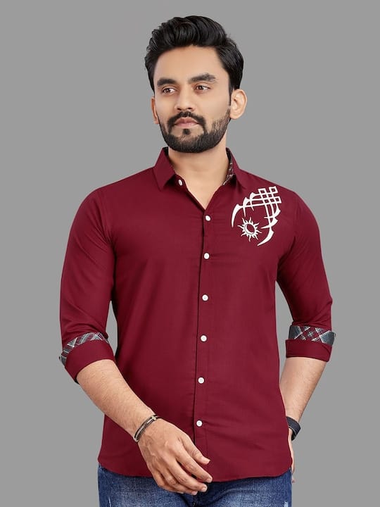 Relaxed Opaque Abstract Printed Cotton Casual Shirt