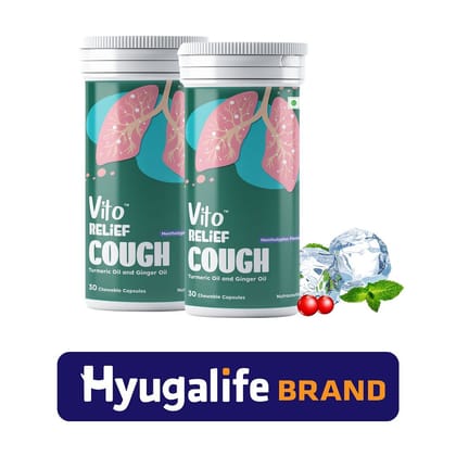 Vito Relief Cough - 60 chewable capsules Quick Relief from Sore Itchy and Scratchy Throat Natural ingredients Sugar free Turmeric Oil  Ginger Oil-Vito Relief Cough - 60 chewable capsules, Quick R