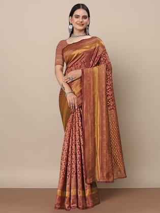 Ethnic Motif Woven Design Zari Banarasi Saree
