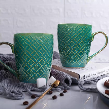 The Earth Store Absinthe Green Coffee Mug Set of 2 Ceramic Mugs to Gift to Best Friend, Tea Mugs, Microwave Safe Coffee Mugs, Ceramic Tea Cups
