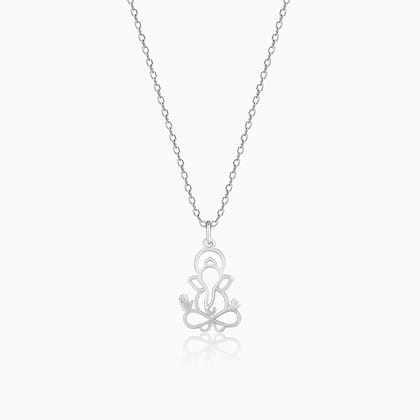 Silver Ganesha Silhoutte Pendant with Link Chain
