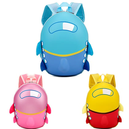 Wholesale children's cartoon kindergarten schoolbag small aircraft hard shell backpack waterproof eggshell double shoulder bag-Blue