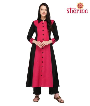 Pistaa Pink Cotton A-line Kurti - XL
