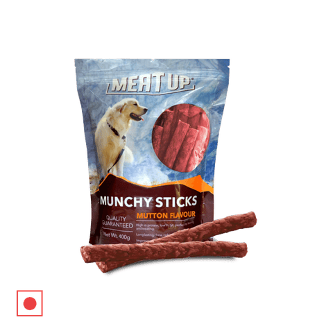 Meat Up Mutton Flavour Munchy Sticks Dog Treats, 400 gm Pouch
