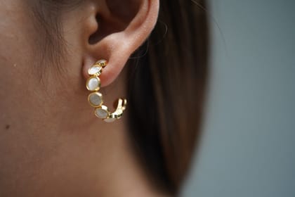 Mother of pearl tiny hoop earrings