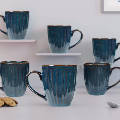 The Earth Store Glam Studio Coffee Mug Set of 6 Ceramic Mugs to Gift to Best Friend, Tea Mugs, Microwave Safe Coffee Mugs, Ceramic Tea Cups