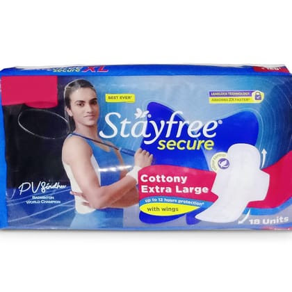 STAYFREE Secure Cottony Sanitary Pads - Regular, 18 pcs