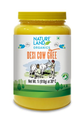 Natureland Organics Premium Cow Ghee, 1 L - Pack of 2