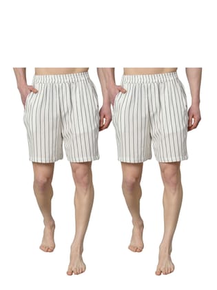 Pack Of 2, Men's Boxer, Stripe Printed Boxer, Pure Cotton Boxer For Men, Innerwear Shorts (OTLMB02-2)-S
