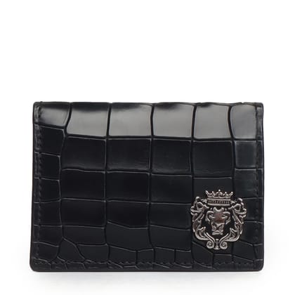 Deep Cut Black Croco Leather Card Holder by Brune & Bareskin-FS