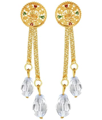 Vighnaharta Golden Drop Earrings ( Pack of 1 ) - Golden