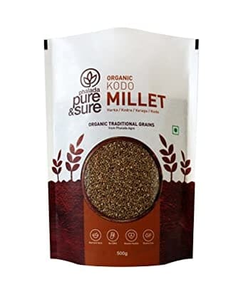 Pure & Sure Organic Kodo Millets | Millets for Eating Organic Healthy Food | Certified Organic Millets | Gluten-free, Non-GMO, No Trans Fats, No Preservatives | 500g.