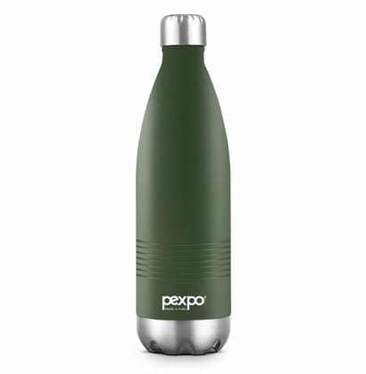 Pexpo Stainless Steel Hot and Cold Vacuum Insulated ISI Certified Flask, 500ml, Military Green, Echo Delux | Lightweight & Keeps Drinks Hot/Cold for 24+ Hours