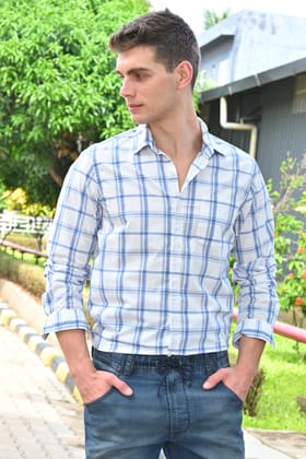Benjamin - Soft Cotton Check Shirt - White-S-38 / WHITE